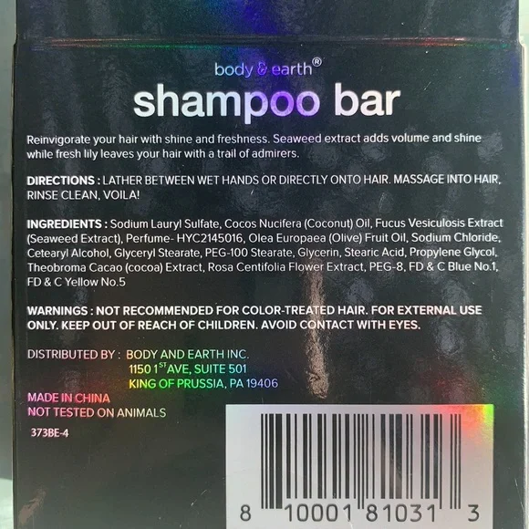 Body & Earth Shampoo Bar Ocean Waves Volumizing Formula Seaweed Extract Sea Salt - Picture 4 of 5